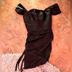 YMSHA Black Satin Homecoming dress Size 0